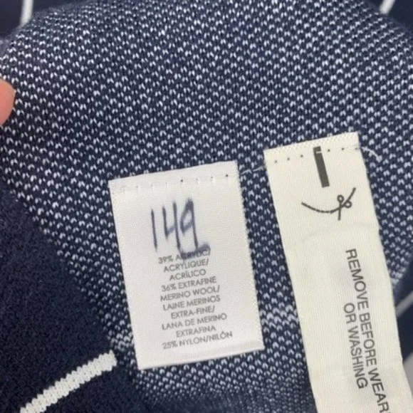 Ann Taylor Blue Pinstripe Flare Sweater Dress - Picture 5 of 7